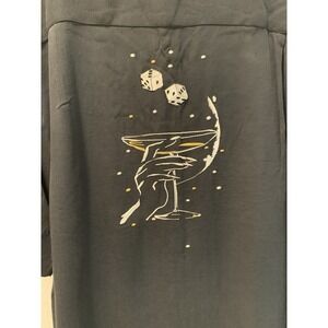 VTG Bobby Chan Shirt Mens M Black Short Sleeve Silk Embroidered Lady Luck (B306)